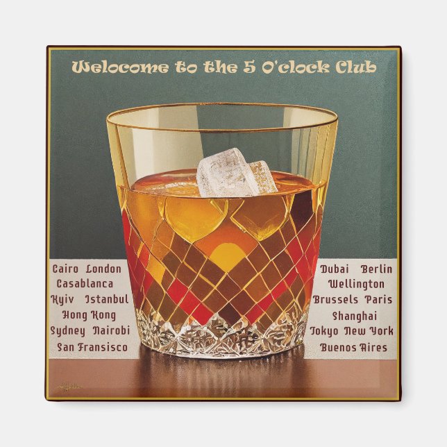 Welcome to the 5 O'clock Club Mid Century Design Magnet (Front)