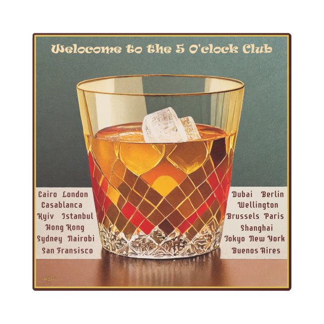 Welcome to the 5 O'clock Club Mid Century Design Metal Print (Front)