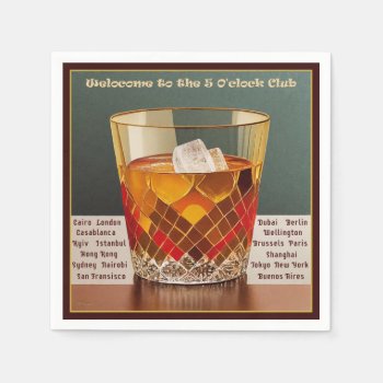 Welcome To The 5 O'clock Club Mid Century Design Napkins by leehillerloveadvice at Zazzle