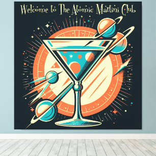 Welcome To The Atomic Martini Club Space Age Canvas Print