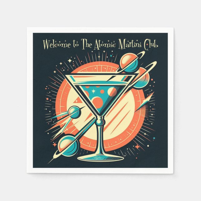 Welcome To The Atomic Martini Club Space Age Napkins (Front)