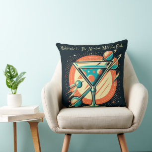 Welcome To The Atomic Martini Club Space Age Throw Pillow