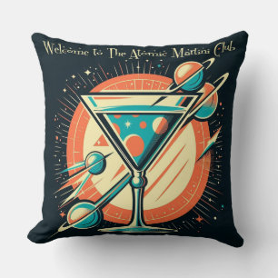 Welcome To The Atomic Martini Club Space Age Throw Pillow