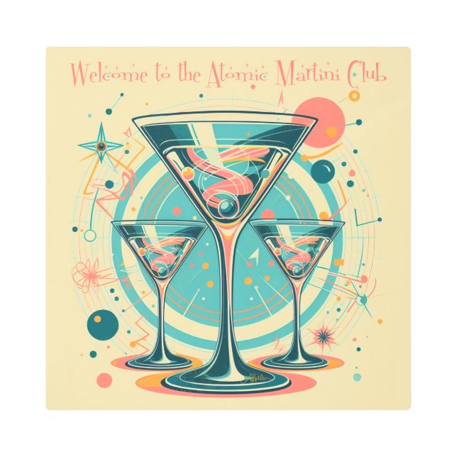 Welcome To The Atomic Martini Club Triple Play Metal Print (Front)
