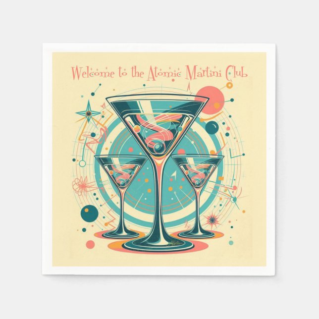 Welcome To The Atomic Martini Club Triple Play Napkins (Front)