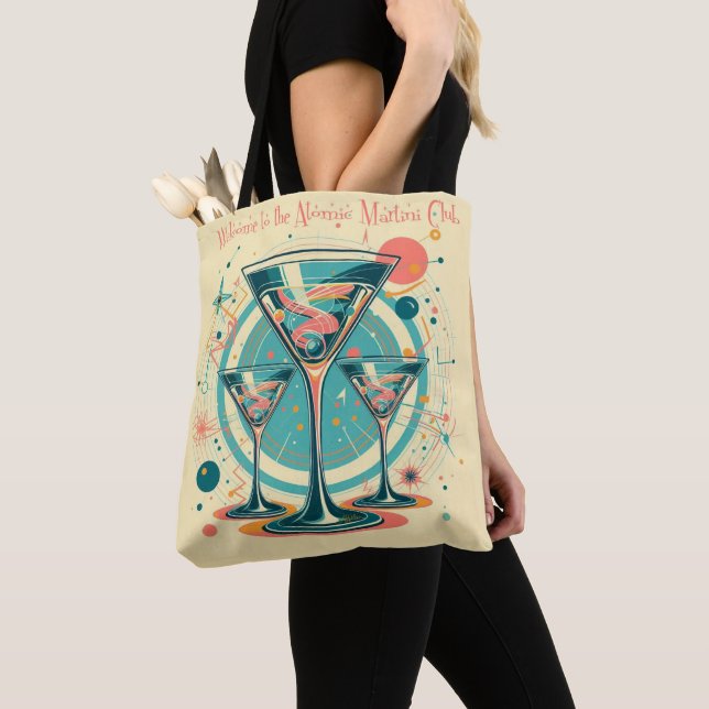 Welcome To The Atomic Martini Club Triple Play Tote Bag (Close Up)