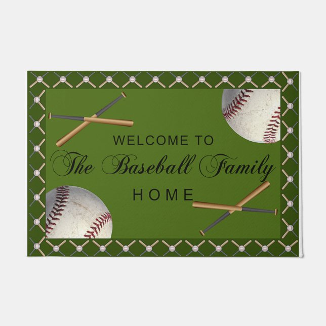 Welcome To The Baseball Family Doormat (Front)