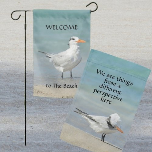 Welcome to the Beach Humorous Seabird Coastal Garden Flag