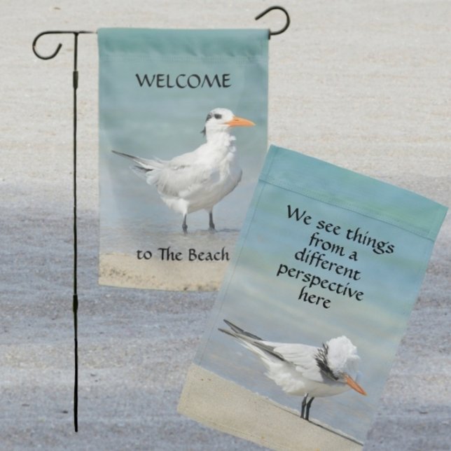 Welcome to the Beach Humorous Seabird Coastal Garden Flag (Creator Uploaded)