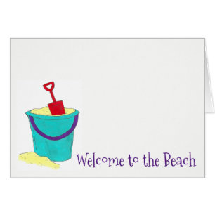 Welcome to the Beach Sand Bucket Pail Shovel Toys Cards
