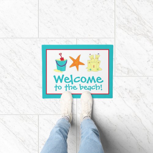 Welcome to the Beach Sandcastle Pail Seashells  Doormat