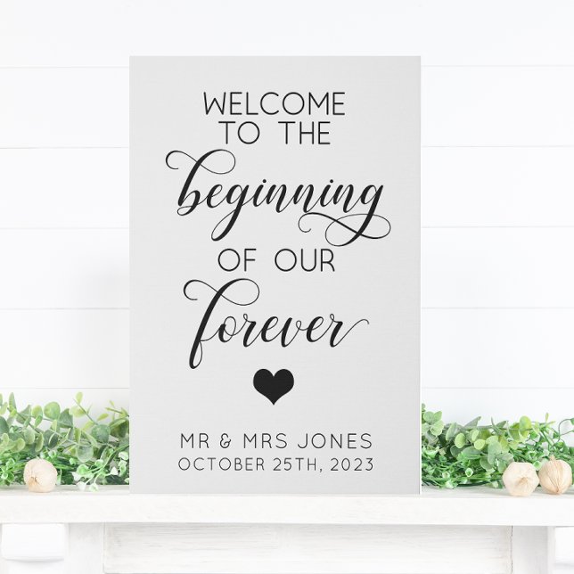Welcome To The Beginning Of Our Forever Wedding Faux Canvas Print (Creator Uploaded)