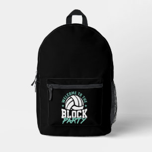 Welcome to the Block Party Funny Volleyball Printed Backpack