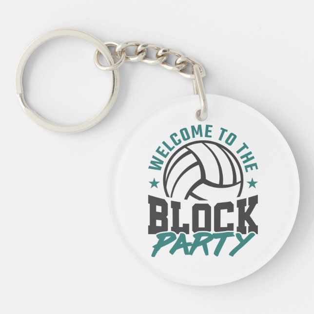 Welcome to the Block Party Volleyball Middle Block Keychain (Front)