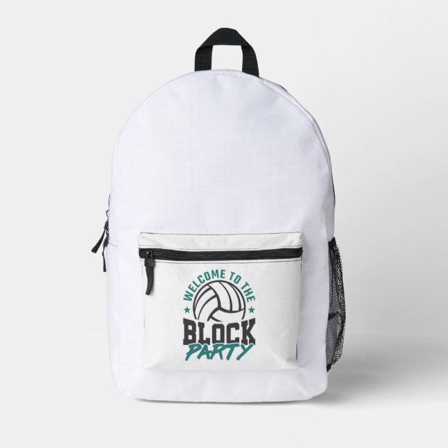 Welcome to the Block Party Volleyball Middle Block Printed Backpack (Front)