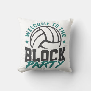 Welcome to the Block Party Volleyball Middle Block Throw Pillow