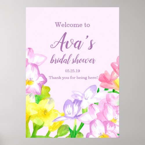 Welcome To The Bridal Shower Freesia Flower Poster