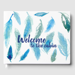Welcome To The Cabin Feathers Watercolor Guest Book