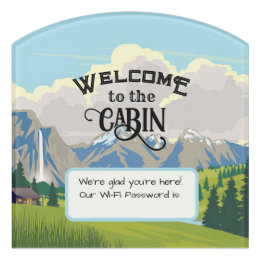 Welcome to the Cabin Mountain Scene Wi-Fi Sign