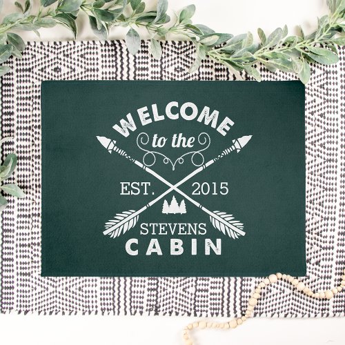 Welcome to the Cabin Personalized Doormat  Hunter