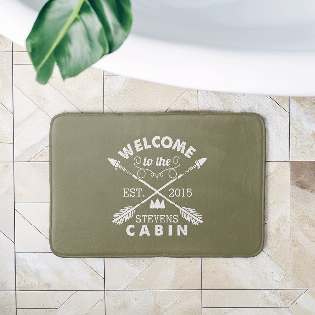 Welcome to the Cabin | Rustic Arrows Personalized Bath Mat (Creator Uploaded)