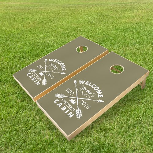 Welcome to the Cabin  Rustic Arrows Personalized Cornhole Set