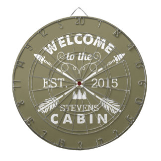 Welcome to the Cabin | Rustic Arrows Personalized Dartboard With Darts