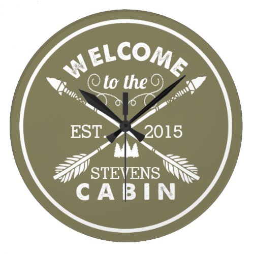Welcome to the Cabin | Rustic Arrows & Pine Tree Clocks