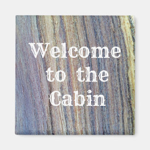 Welcome to the Cabin Woodgrain Stripe Guest Magnet