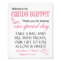 Welcome to the Candy Buffet Pink Wedding Sign | Zazzle