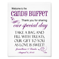 Welcome to the Candy Buffet Violet Wedding Sign