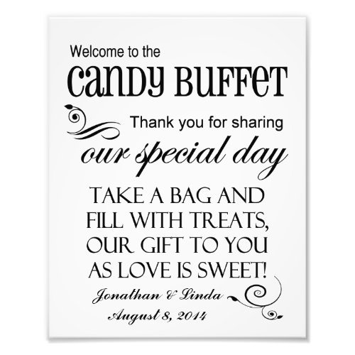 Welcome to the Candy Buffet Wedding Sign Black