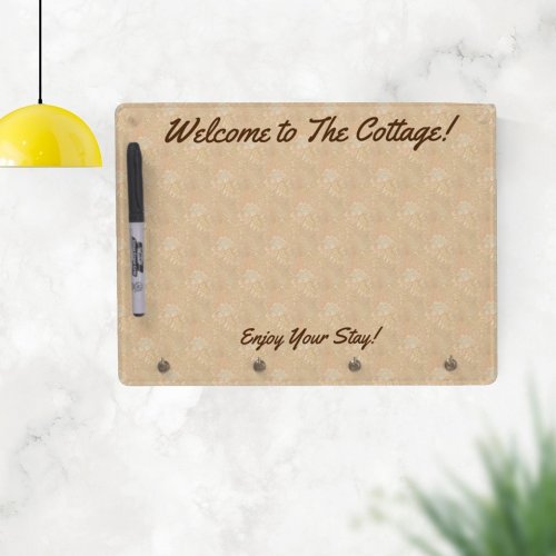 Welcome to the Cottage Guest Rental Vacation House Dry Erase Board With Keychain Holder