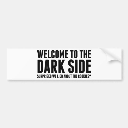 Welcome To The Dark Side Surprised We Lied About Bumper Sticker