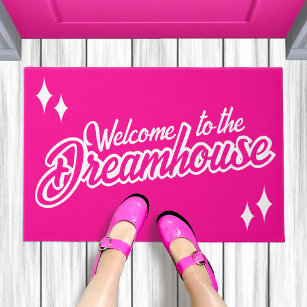 Welcome to the Dreamhouse Girly Hot Pink Doormat