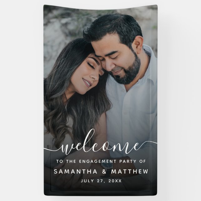 Welcome To the Engagement Banner Sign with Photo (Vertical)