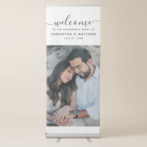 Welcome To the Engagement Party Couple Photo Retractable Banner