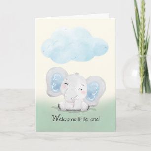 Welcome to the Family New Baby Boy Cute Elephant Card