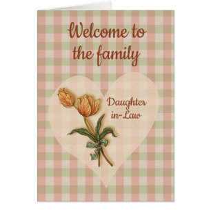 Welcome to the Family, Tulips Country Gingham Cards