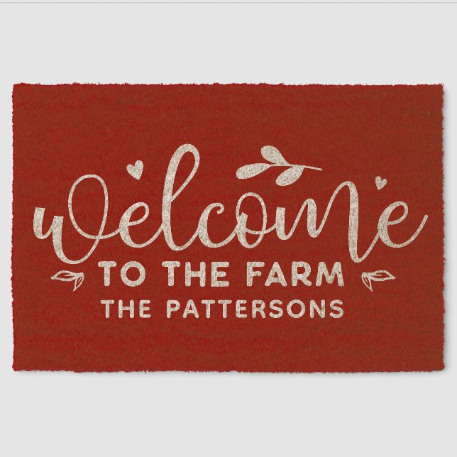 Welcome To The Farm Personalized Name Fiber Doormat (Front)