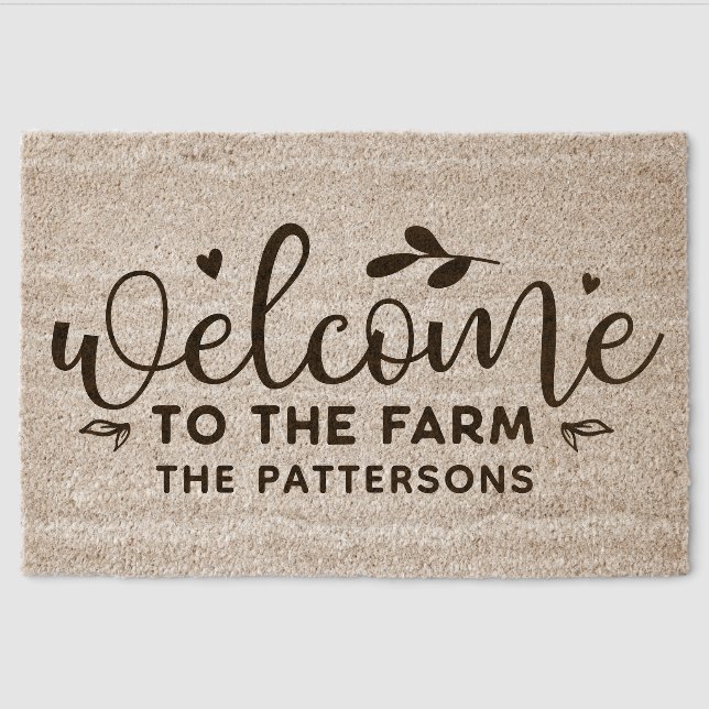 Welcome To The Farm Personalized Name Fiber Doormat (Front)