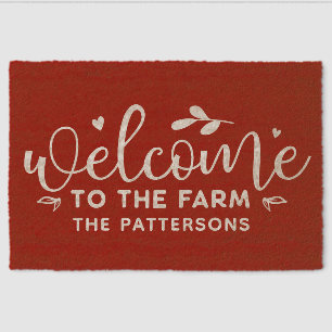 Welcome To The Farm Rustic Family Name Fiber Doormat