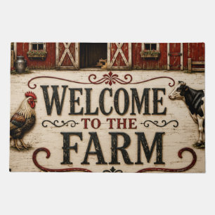 Welcome to the Farm Rustic Red Barn Farmhouse Doormat