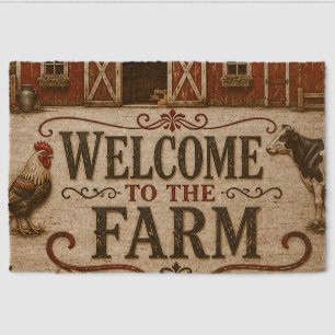 Welcome to the Farm Rustic Red Barn Farmhouse Fiber Doormat