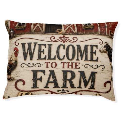 Welcome to the Farm Rustic Red Barn Farmhouse Pet Bed