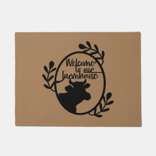 Welcome To The Farmhouse with Cow Doormat