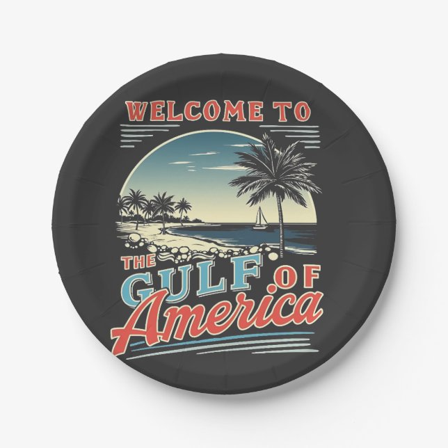 Welcome to the Gulf of America Trump  Paper Plates (Front)