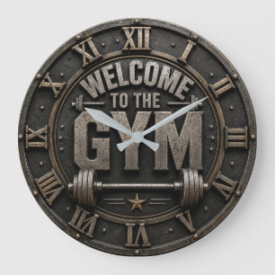 Welcome to the Gym Weightlifting Gift Gym Lovers Large Clock