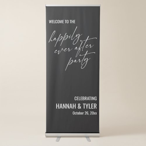 Welcome to the Happily Ever After Party Black Retractable Banner