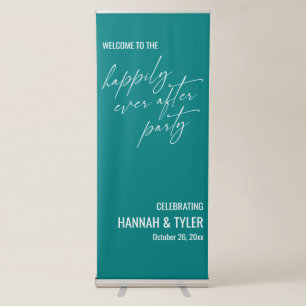 Welcome to the Happily Ever After Party Teal Retractable Banner
